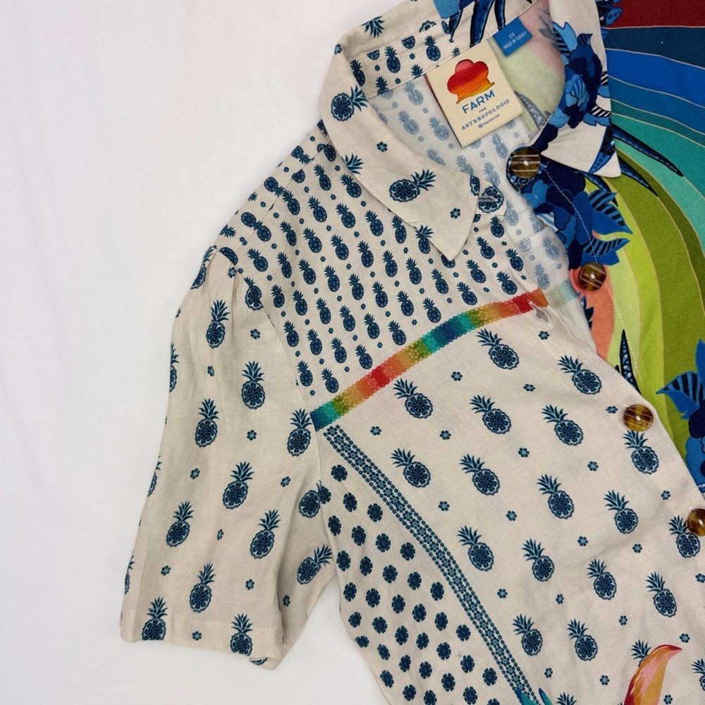 🌊 FARM Rio Surf Button-down‎ Shirt XS - Picture 4 of 14
